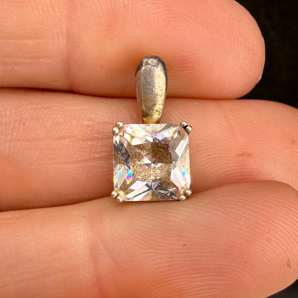 Vintage‎ IBB Sterling Silver Pendant Rhinestone